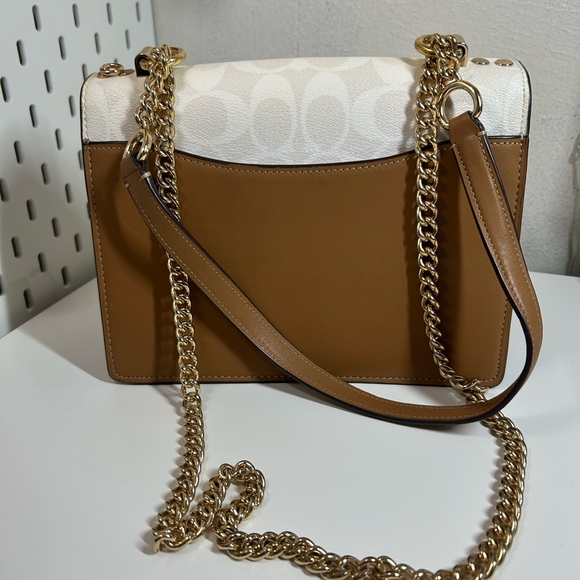 Coach Signature White and Tan Crossbody Bag - Picture 2 of 13